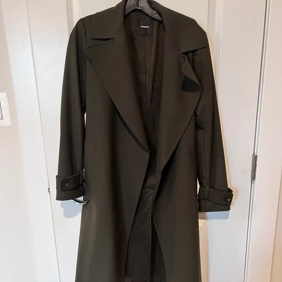 Theory dark green trench coat - Picture 1 of 2